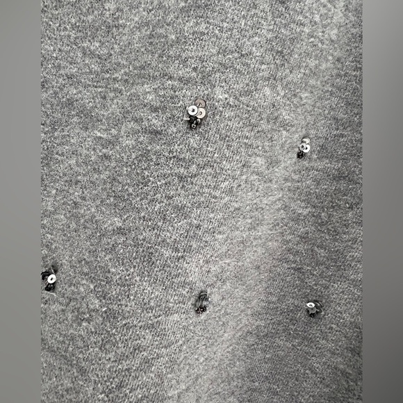 Club Monaco 100% Cotton Gray Crew Neck Sweater Sweatshirt beads sequins Design S - Picture 4 of 10